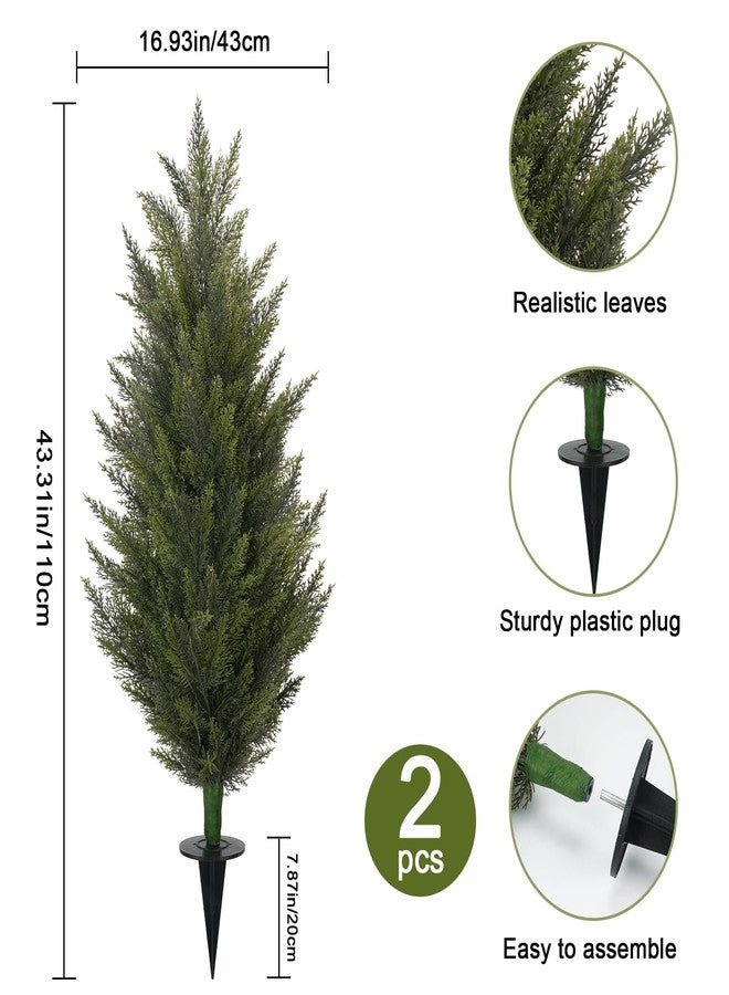 MHMJON 3.6FT Fake Topiary Trees Artificial Outdoor 2 Pcs Faux Cedar Tree UV Resistant Shrubs for Outdoor Patio, Porch, Garden Indoor Planters Home Decoration - Image 3